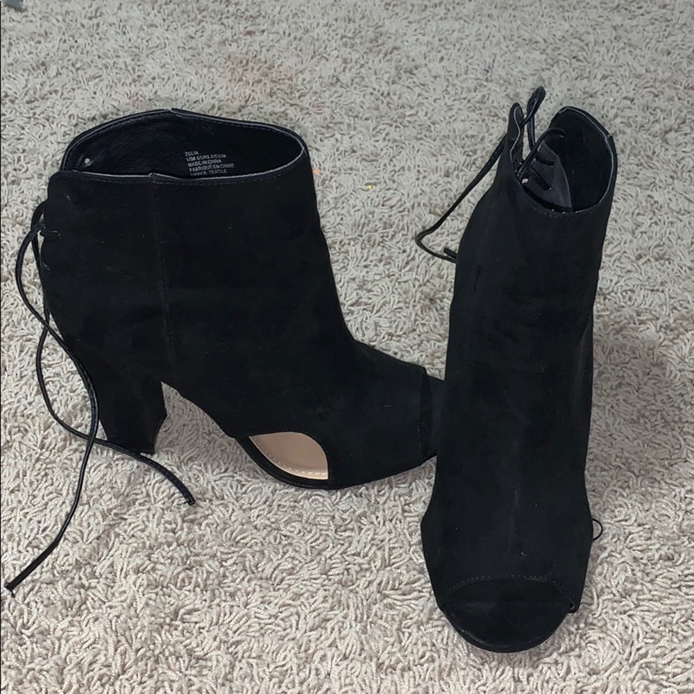 Black, opened toe, boot heels